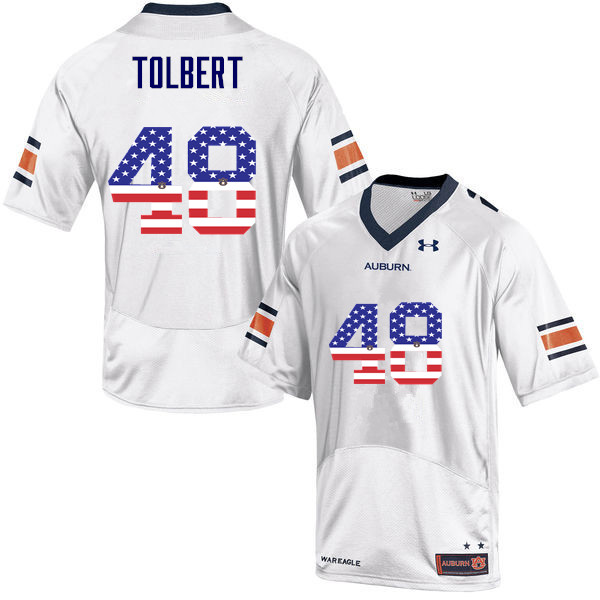 Auburn Tigers Men's C.J. Tolbert #48 White Under Armour Stitched College USA Flag Fashion NCAA Authentic Football Jersey EWR2674NO